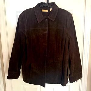 Vintage Kate Hill Chocolate Brown Leather Suede Barn  Jacket Women’s size 18W XL